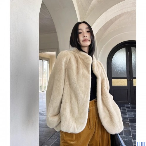 新款冬进口立领整貂天鹅绒貂皮大衣短款年轻水貂毛皮草外套女