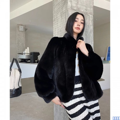 新款冬进口立领整貂天鹅绒貂皮大衣短款年轻水貂毛皮草外套女
