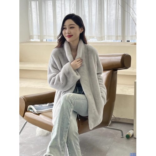 立领修身进口整貂水貂皮草大衣女中长款新款冬季