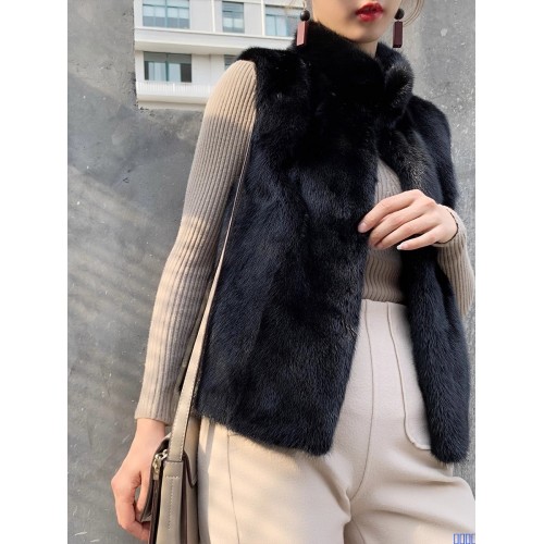 貂皮马甲女2024新款真水整貂皮草背心外套欧货大衣坎肩美拉德