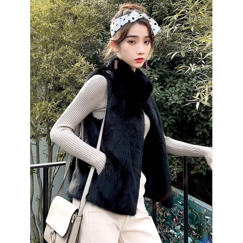 貂皮马甲女2024新款真水整貂皮草背心外套欧货大衣坎肩美拉德