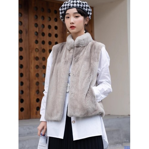 貂皮马甲女2024新款真水整貂皮草背心外套欧货大衣坎肩美拉德